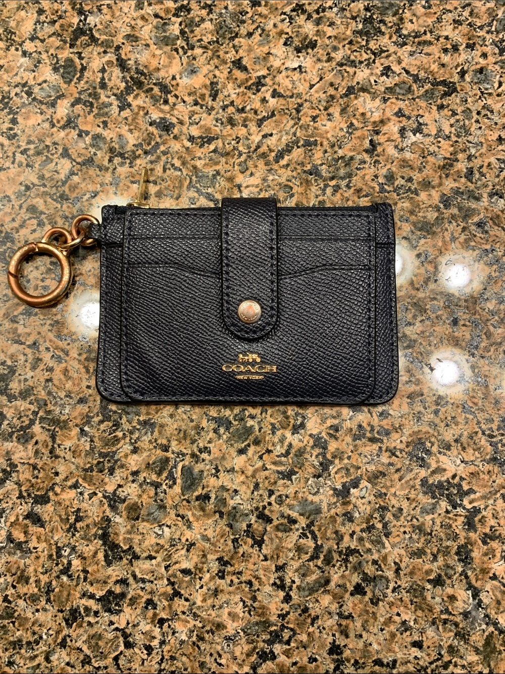 COACH Navy Zip Card Case / Wallet - Picture 2 of 6
